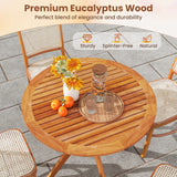 35.5 Inch Patio Wood Dining Table with Slatted Tabletop and Curved Legs