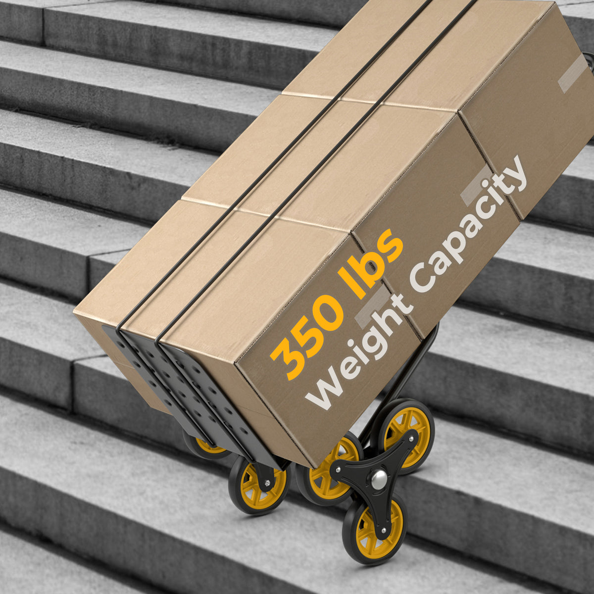 350 Lbs Capacity Stair Climber Hand Truck with Telescoping Handle-Black