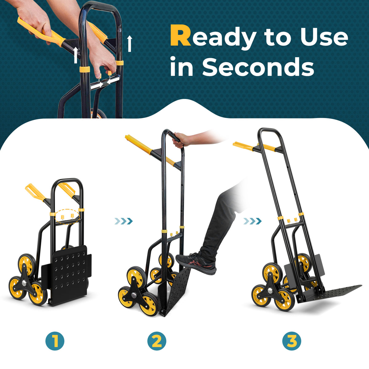 350 Lbs Capacity Stair Climber Hand Truck with Telescoping Handle-Black