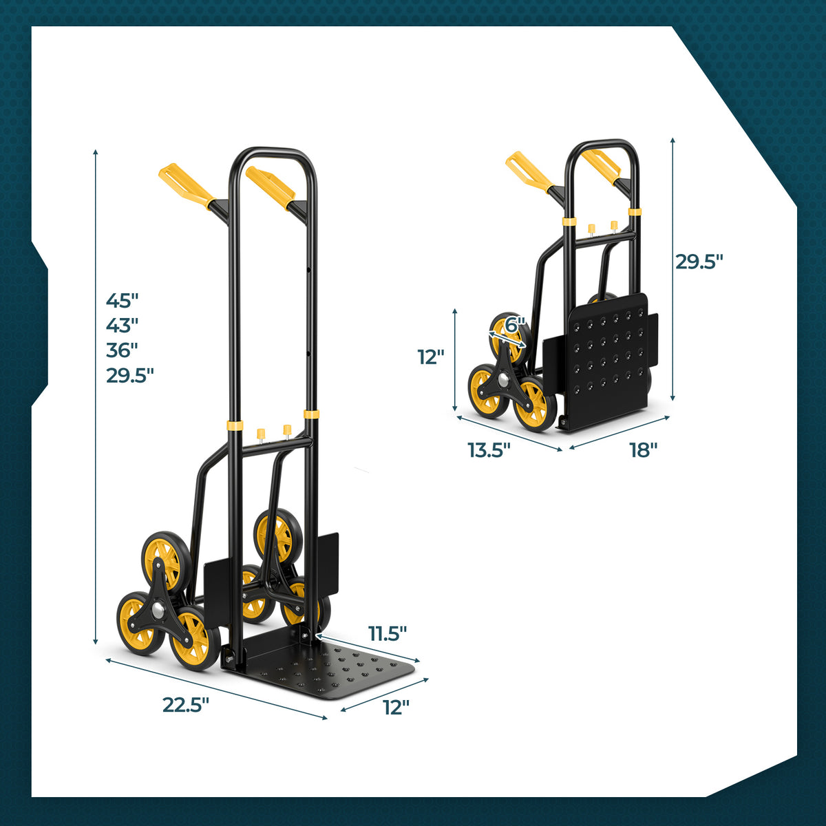350 Lbs Capacity Stair Climber Hand Truck with Telescoping Handle-Black