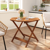 35.5 Inch Solid Wood Patio Dining Table Octagon Table with 1.97 Inch Umbrella Hole