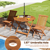 35.5 Inch Solid Wood Patio Dining Table Octagon Table with 1.97 Inch Umbrella Hole