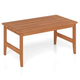 35.5" Solid Wood Outdoor Coffee Table with Rectangular Slatted Top and Teak Finish