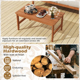 35.5" Solid Wood Outdoor Coffee Table with Rectangular Slatted Top and Teak Finish