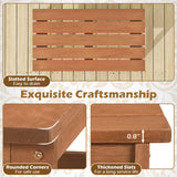 35.5" Solid Wood Outdoor Coffee Table with Rectangular Slatted Top and Teak Finish