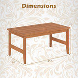 35.5" Solid Wood Outdoor Coffee Table with Rectangular Slatted Top and Teak Finish