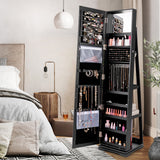 360Â° Rotatable 2-in-1 Lockable Jewelry Cabinet with Full-Length Mirror