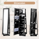360Â° Rotatable 2-in-1 Lockable Jewelry Cabinet with Full-Length Mirror