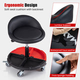 360Â° Rolling Mechanic Stool with 1 Tool Storage Tray-Red