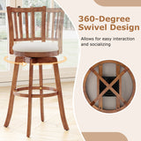 360Â° Rotating Counter Height Chairs Set of 4 with Backrest and Upholstered Seat-29/Seat-24 inches