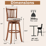 360Â° Rotating Counter Height Chairs Set of 4 with Backrest and Upholstered Seat-29/Seat-24 inches