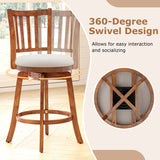 360Â° Rotating Counter Height Chairs Set of 4 with Backrest and Upholstered Seat-29/Seat-24 inches
