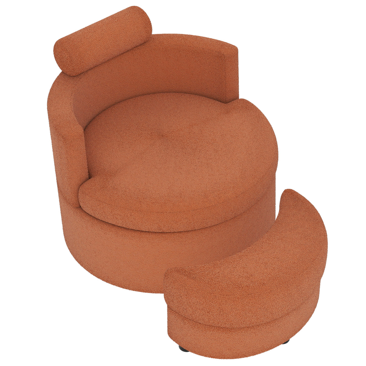 360Â° Swivel Accent Chair with Half Moon Storage Ottoman