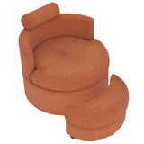 360Â° Swivel Accent Chair with Half Moon Storage Ottoman