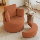 360Â° Swivel Accent Chair with Half Moon Storage Ottoman