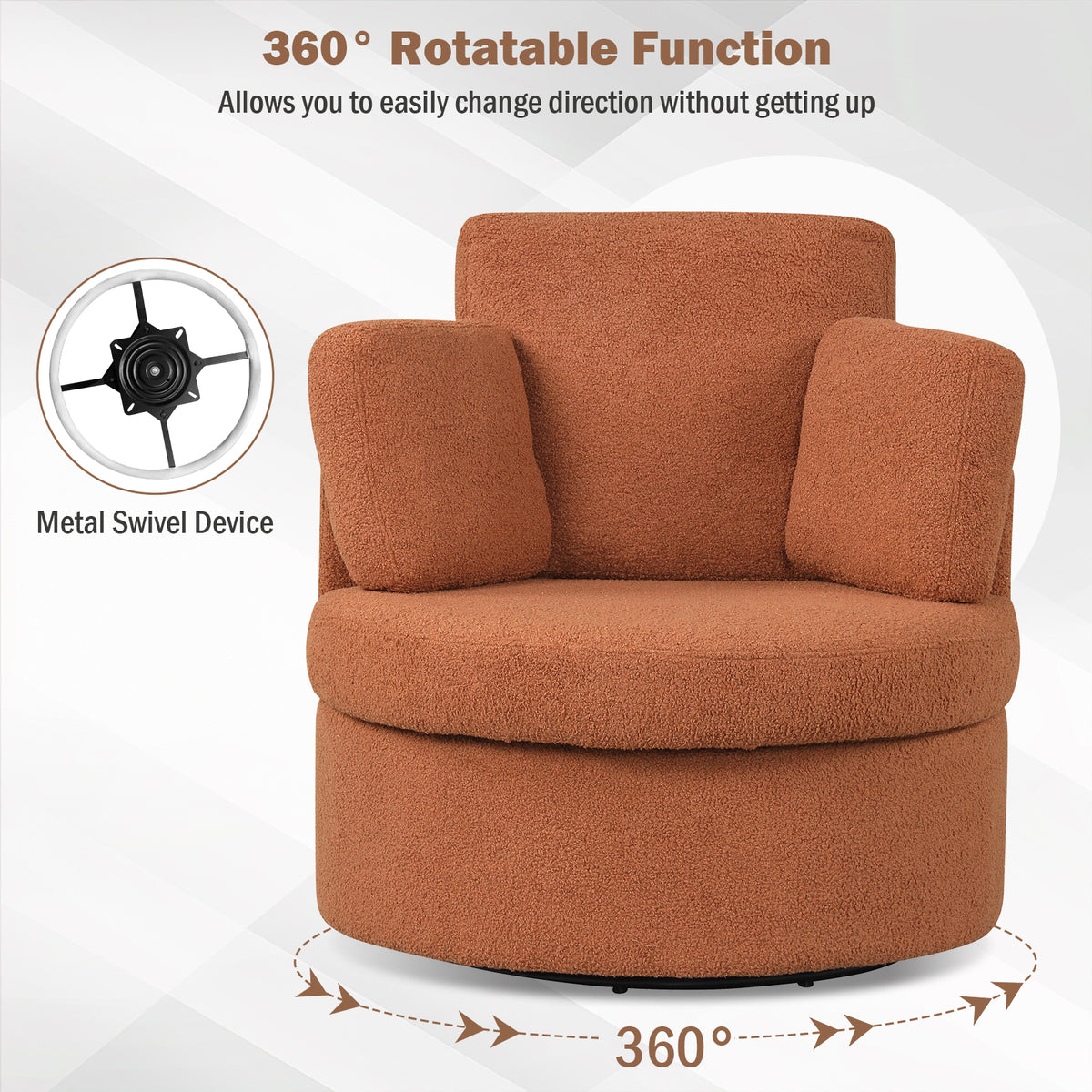 360Â° Swivel Accent Chair with Half Moon Storage Ottoman