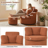 360Â° Swivel Accent Chair with Half Moon Storage Ottoman