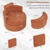 360Â° Swivel Accent Chair with Half Moon Storage Ottoman