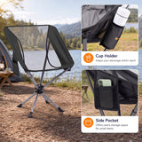 360Â° Swivel Camping Chair with Cup Holder and Side Pocket for Beach Support 300 LBS