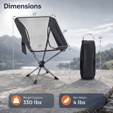 360Â° Swivel Camping Chair with Cup Holder and Side Pocket for Beach Support 300 LBS