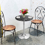 360Â° Swivel Cocktail Pub Table with Sliver Leg and Base-Black