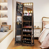 360° Swivel Freestanding Jewelry Cabinet with Lighted Full Length Mirror