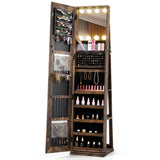 360° Swivel Freestanding Jewelry Cabinet with Lighted Full Length Mirror