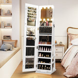 360° Swivel Freestanding Jewelry Cabinet with Lighted Full Length Mirror