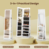 360° Swivel Freestanding Jewelry Cabinet with Lighted Full Length Mirror