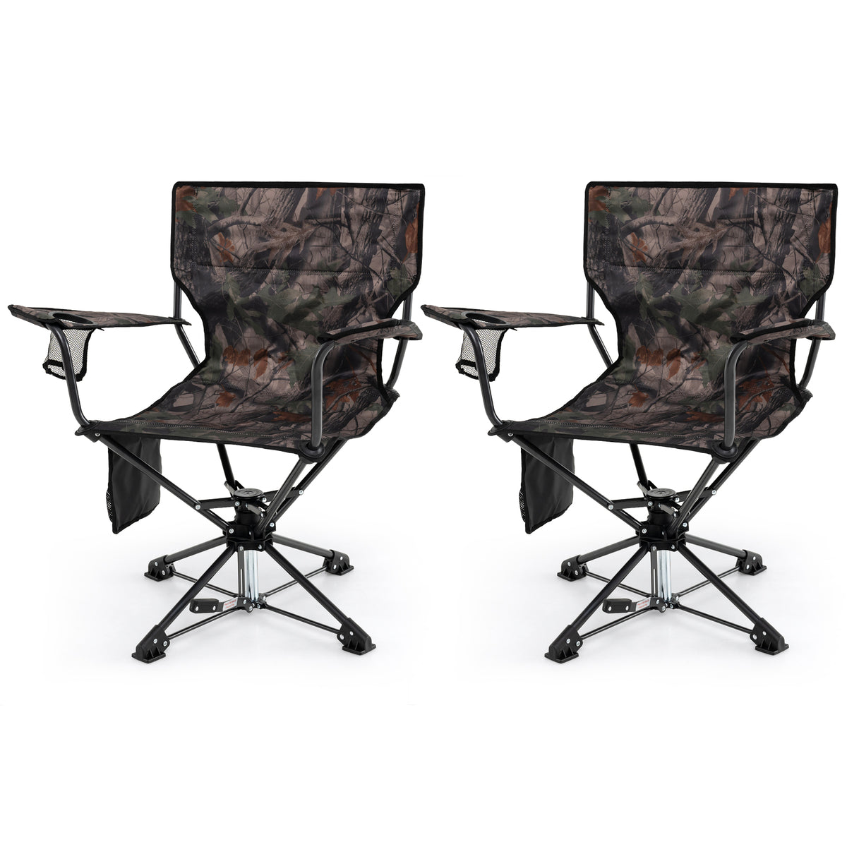 360Â° Swivel Hunting Chair Portable Foldable Hunting Chair Set of 2-Camo
