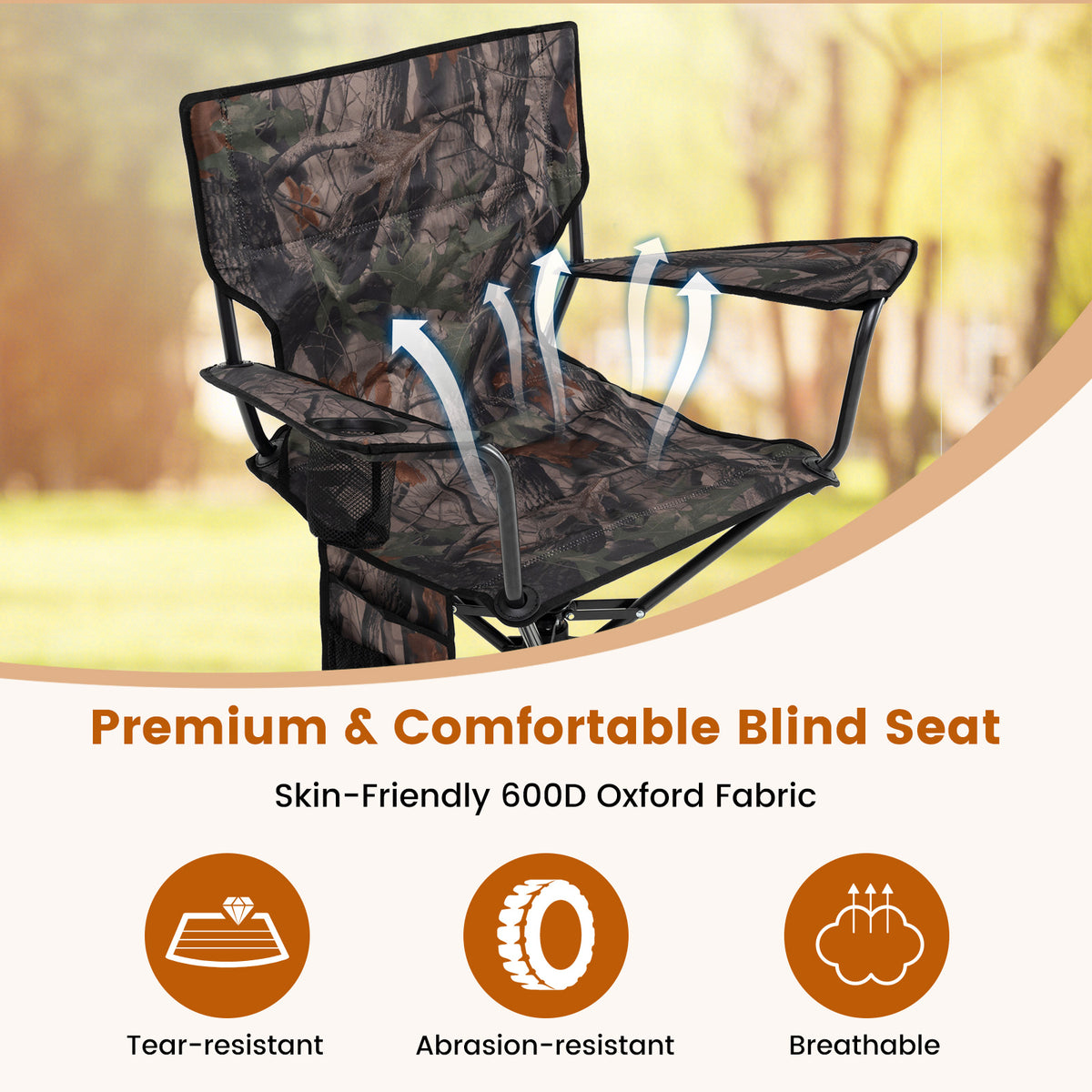 360Â° Swivel Hunting Chair Portable Foldable Hunting Chair Set of 2-Camo