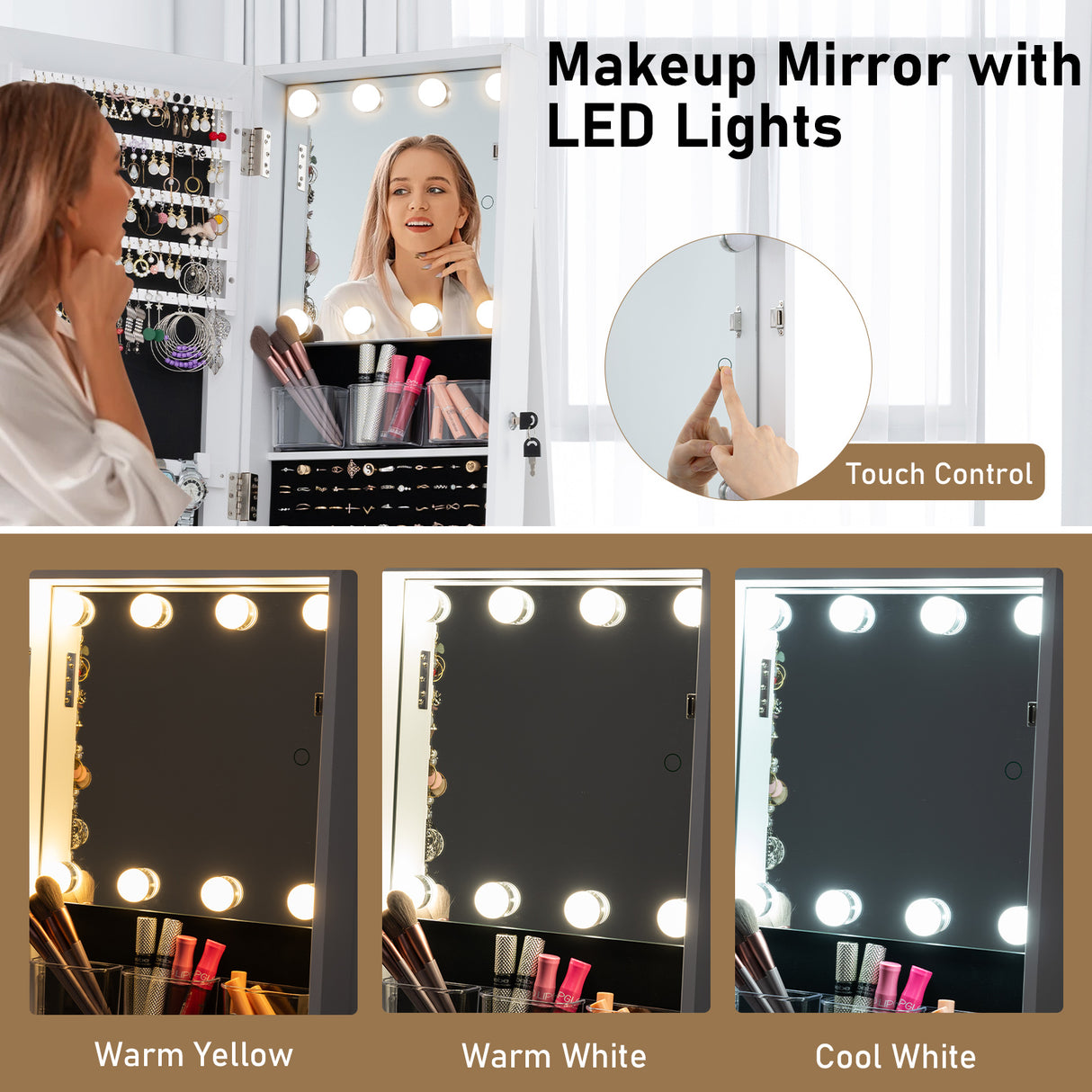 360° Swivel Jewelry Cabinet with Full Length Mirror