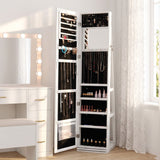 360Â° Swivel Jewelry Cabinet with Full-Length Mirror for Bedroom-White