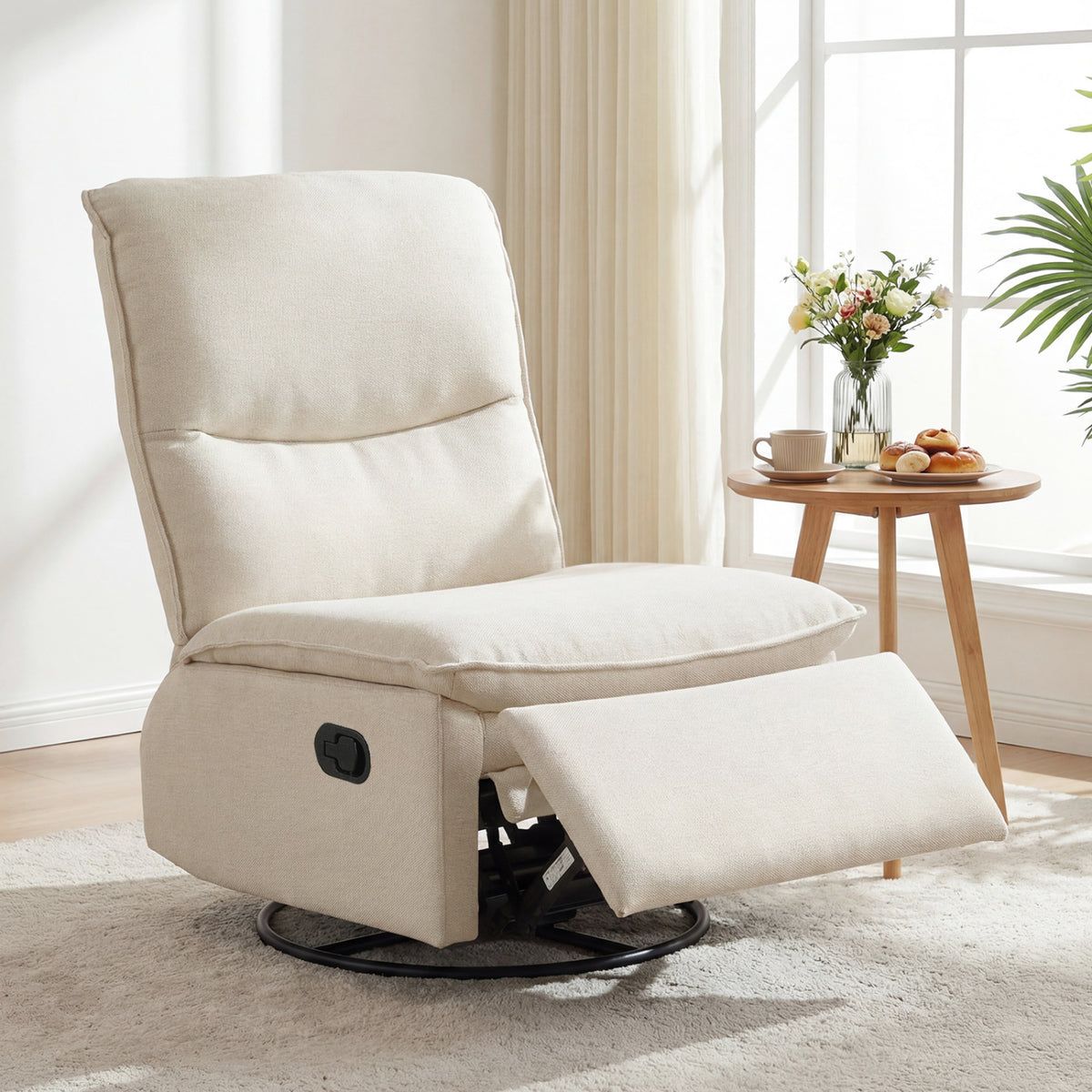 360Â° Swivel Rocking Chair with Cushioned Back for Living Room