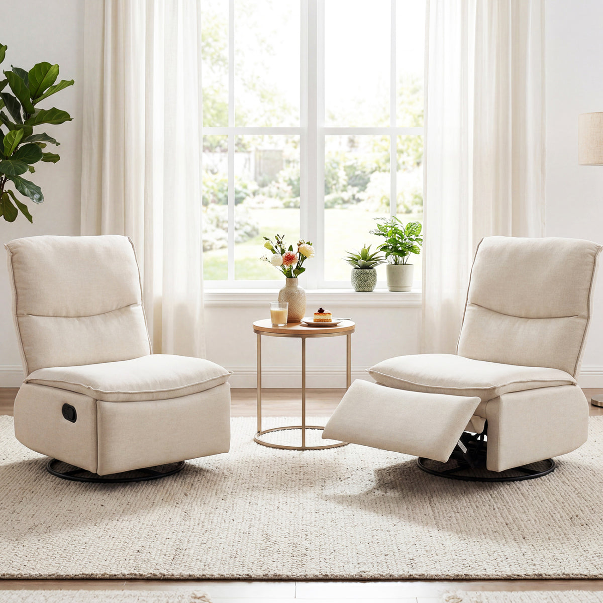 360Â° Swivel Rocking Chair with Cushioned Back for Living Room