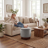 360Â° Swivel Velvet Foot Rest with Hidden Storage for Living Room