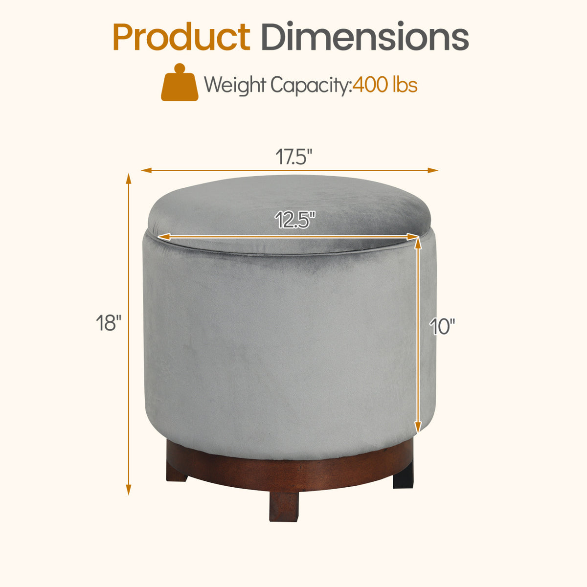 360Â° Swivel Velvet Foot Rest with Hidden Storage for Living Room