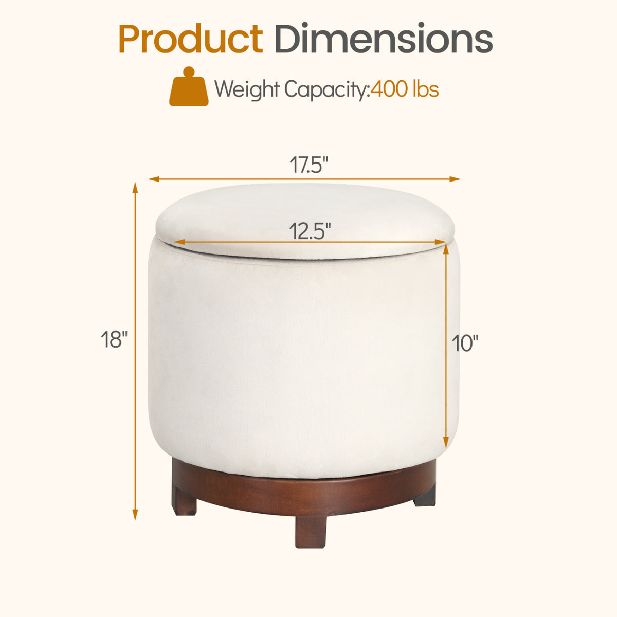 360Â° Swivel Velvet Foot Rest with Hidden Storage for Living Room
