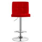 Set of 2 Square Swivel Adjustable PU Leather Bar Stools with Back and Footrest