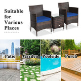 3 Pcs Outdoor Rattan Wicker Furniture Set