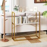 36" Console Table 2-Tier Entryway Table with Wooden Open Shelves and Metal Frame