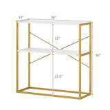 36" Console Table 2-Tier Entryway Table with Wooden Open Shelves and Metal Frame
