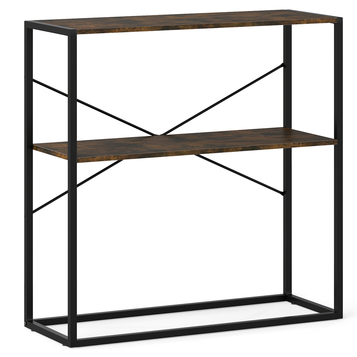 36" Console Table 2-Tier Entryway Table with Wooden Open Shelves and Metal Frame
