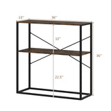 36" Console Table 2-Tier Entryway Table with Wooden Open Shelves and Metal Frame