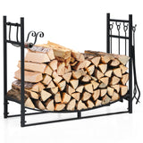 36 Inch Fireplace Log Holder with Kindling Holders and Shovel