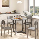 36 Inch Round Wood Dining Table for 2-4 People with Wing-shaped Pedestal Base