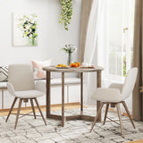 36 Inch Round Wood Dining Table for 2-4 People with Wing-shaped Pedestal Base