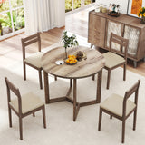 36 Inch Round Wood Dining Table for 2-4 People with Wing-shaped Pedestal Base