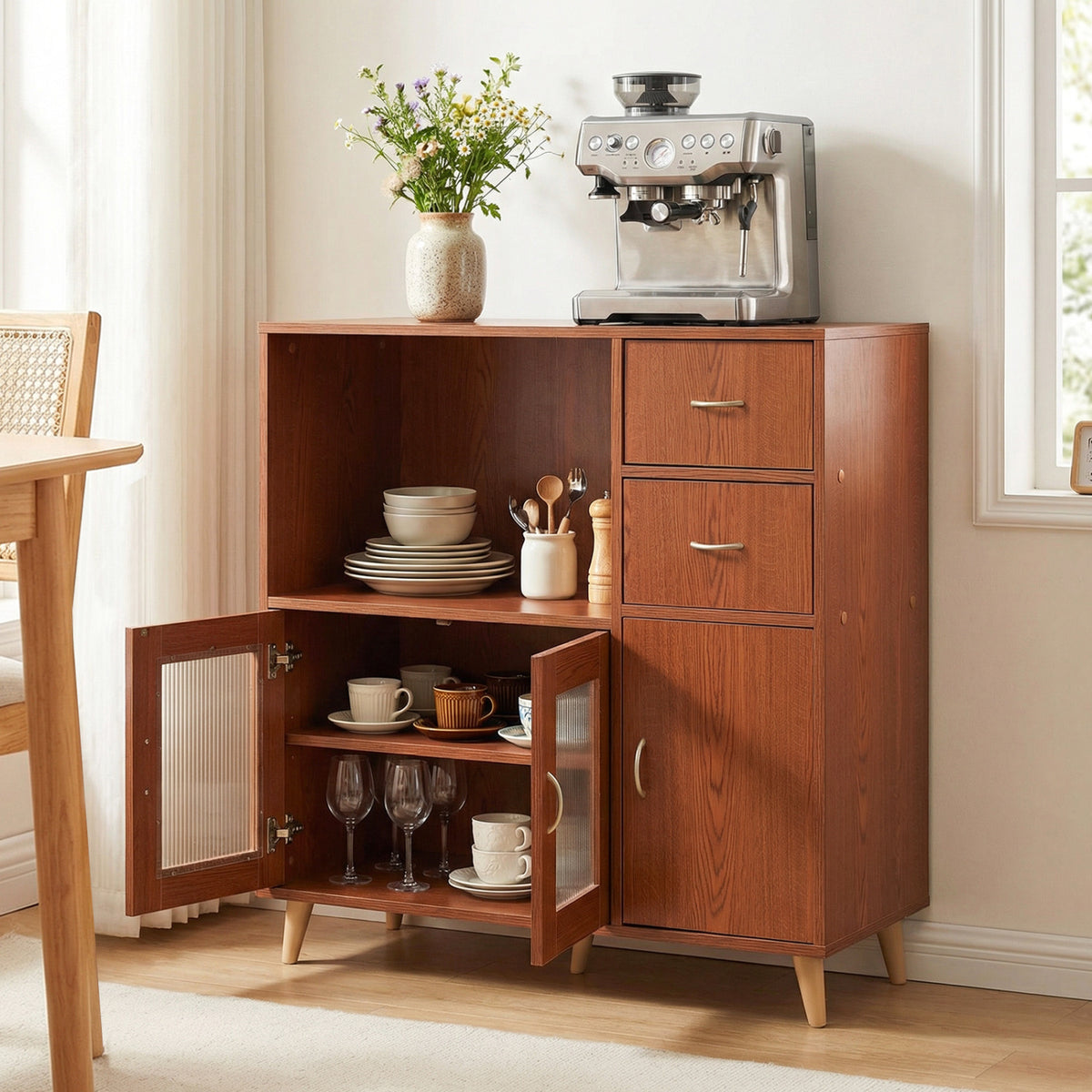 Sideboard Buffet Cabinet with Open Compartment