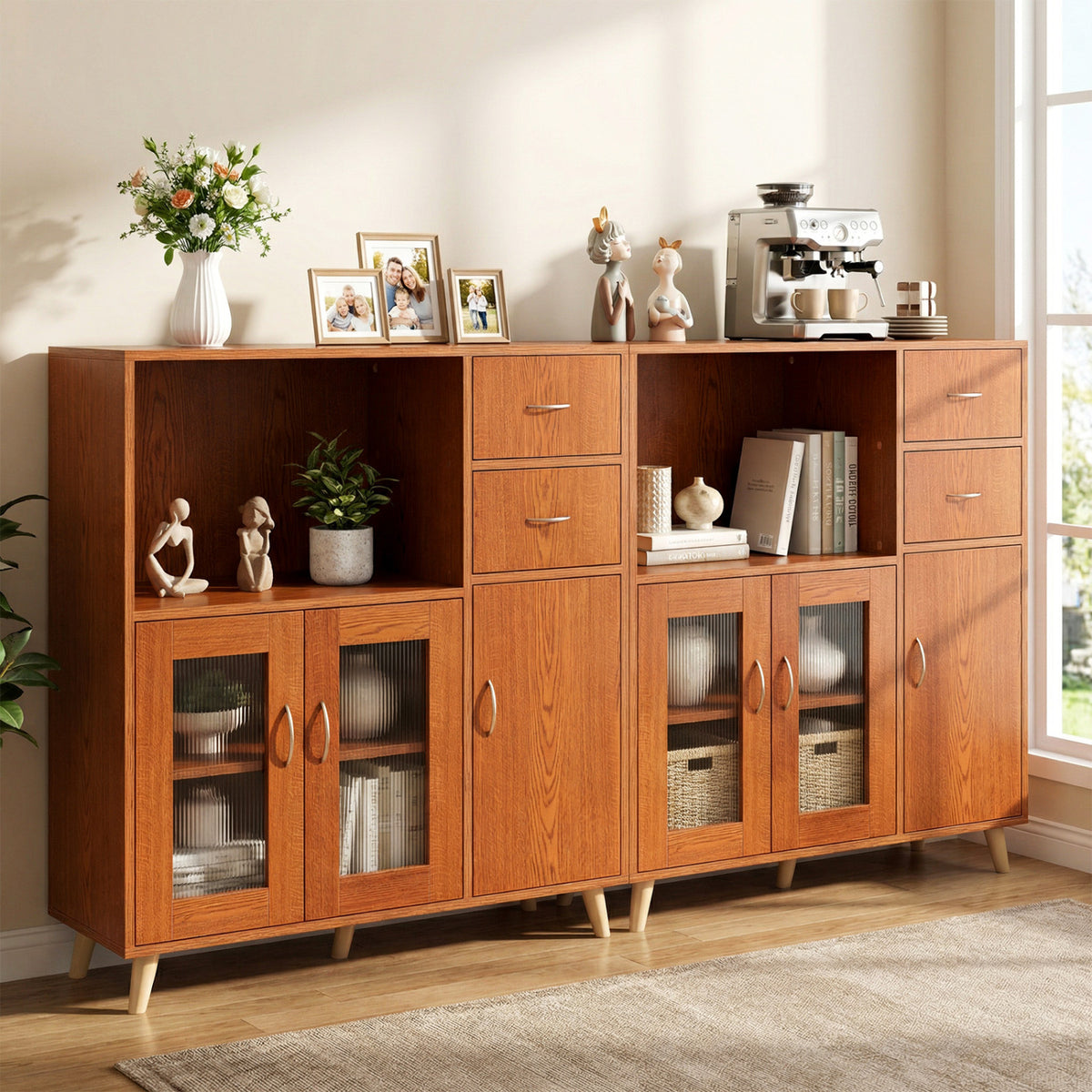 Sideboard Buffet Cabinet with Open Compartment